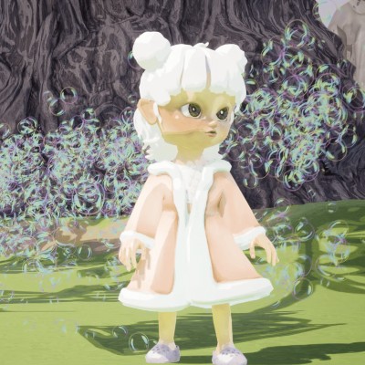 a digital art representation of a doll